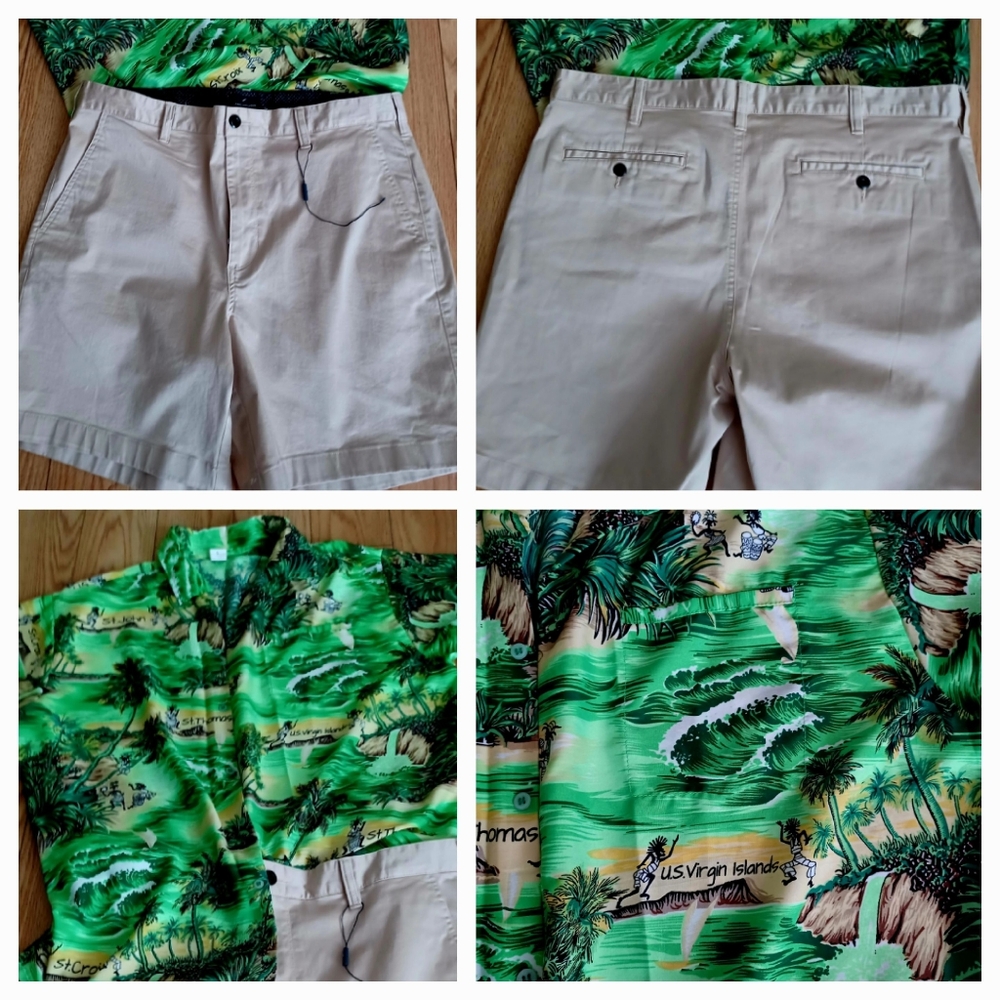🔥NEW $59 Daniel Hechter Paris Men's Khaki Shorts Cotton Blend 38 & FREE S…